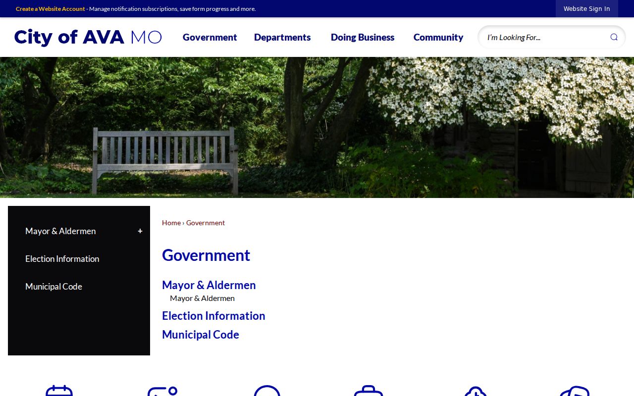 Ava government page for Douglas County municipal warrant routing