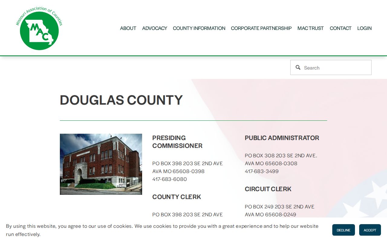 Douglas County office directory used to confirm local contacts
