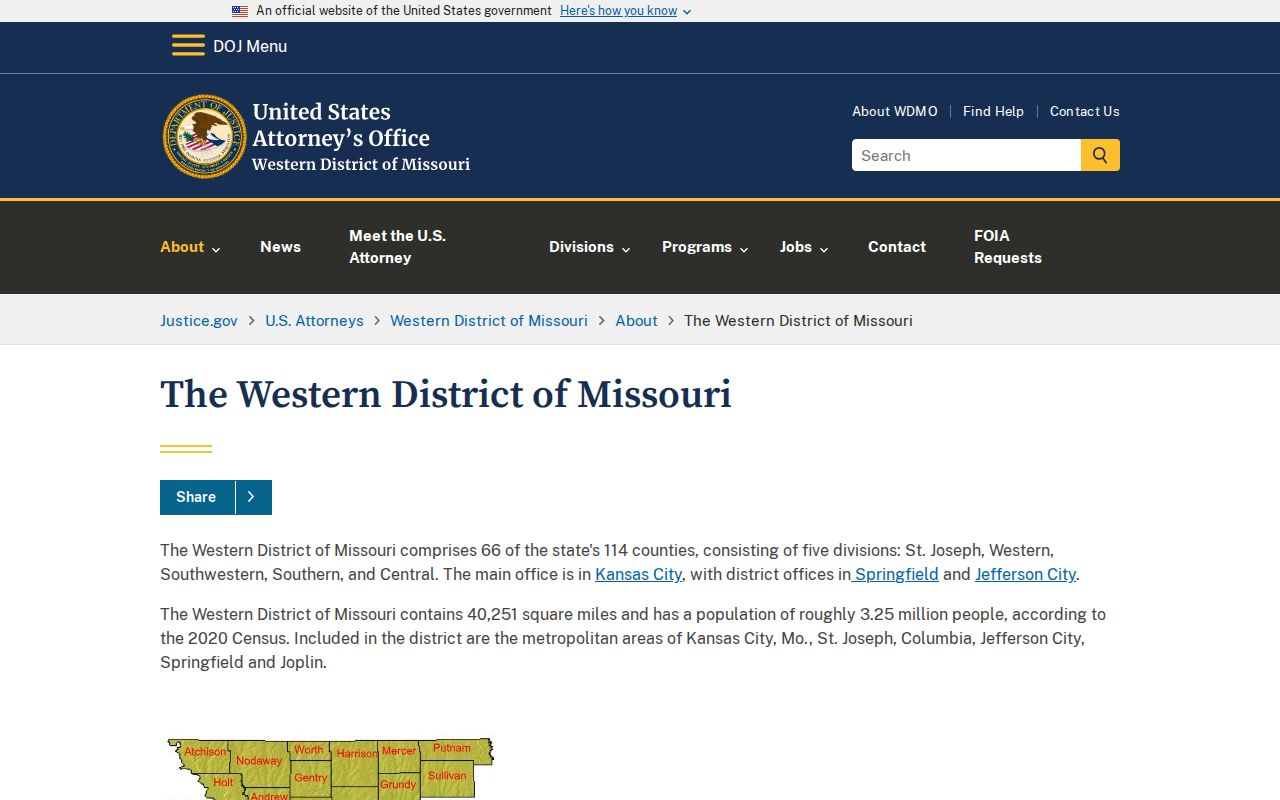 Western District of Missouri federal jurisdiction information